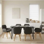 Γυριστές καρέκλες φαγητού 6 pcs Μπουκλέ Σκούρο Γκρι |3428292