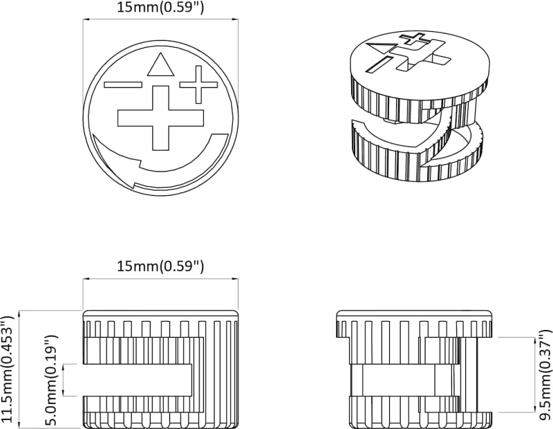 vidaXL Καμπανούχες βίδες 12 pcs Ασημί 15 x 11,5 mm Μέταλλο