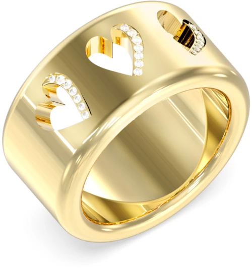 GUESS STEEL BY YOUR SIDE JUBR06086JWYG-No.52 Δαχτυλίδι Χρυσό Με Καρδιές