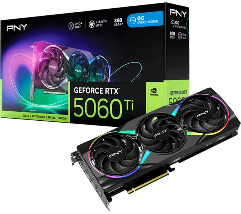 PNY GeForce RTX 5060 Ti ARGB OC 8GB (DLSS 4, 3x DisplayPort, 1x HDMI 2.1)