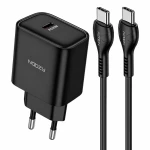 Φορτιστής Ταξιδίου Noozy Edge E25 PD30W με Καλώδιο USB-C σε USB-C 1μ Μαύρο