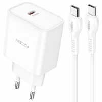 Φορτιστής Ταξιδίου Noozy Edge E25 PD30W με Καλώδιο USB-C σε USB-C 1μ Λευκό