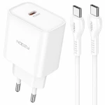 Φορτιστής Ταξιδίου Noozy Edge E25 PD30W με Καλώδιο USB-C σε USB-C 1μ Λευκό