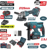 BORMANN Pro BBP5303X44Τ2CA Σετ Πνευματικό Brushless Σκαπτικό Μπαταρίας 20V & Γωνιακός Τροχός