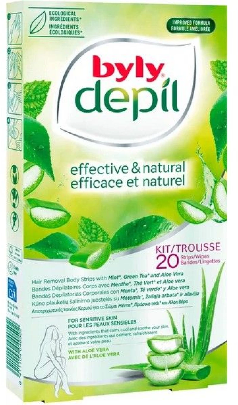 Perky Byly Depil Mint & Aloe Vera Αποτριχωτικές Ταινίες Σώματος 20τμχ