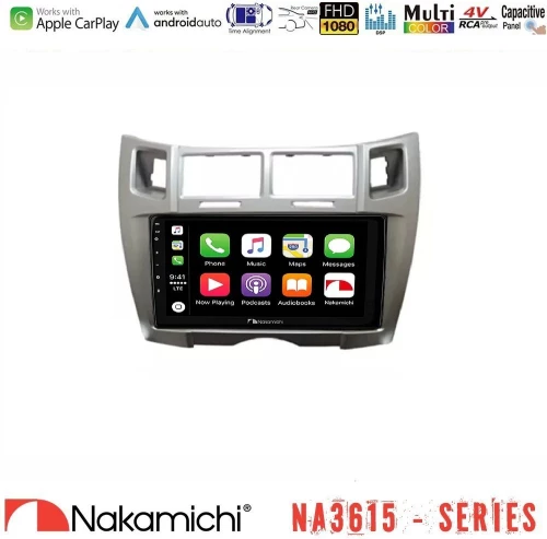 Nakamichi Na3615 Series με Wireless Carplay & Android Auto  Toyota Yaris Media Station Tablet 9" (Ασημί Χρώμα) u-Na15-Ty2191sl