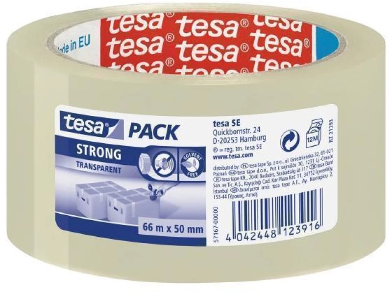 Ταινία συσκευασίας αθόρυβη διάφανη Tesa Pack Strong 50mm x 66m
