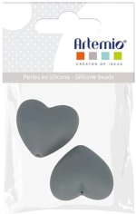 Χάντρες σιλικόνης Artemio Φ29x19x12mm καρδιά μαύρο 2τμχ