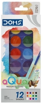 Νερομπογιές Doms Water Colour Cake 23mm 12 χρώματα + 1 πινέλο