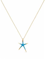 Γυναικείο Κολιέ Αστερίας σε Στυλ Blue Opal σε Χρυσό Χρώμα