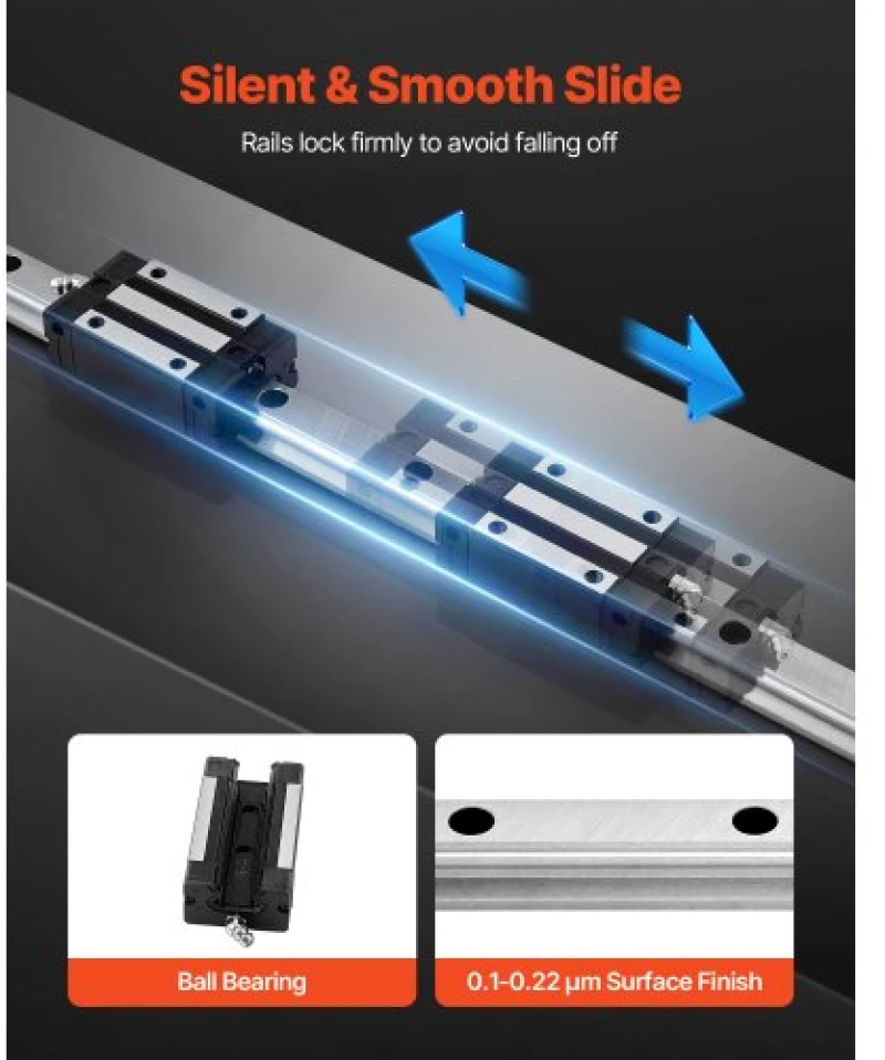 VEVOR Linear Rail Guide Kit, HGR20, 2Pcs 2000 mm (78,74 ίντσες) Γραμμικές ράγες κίνησης και 4 τεμ.