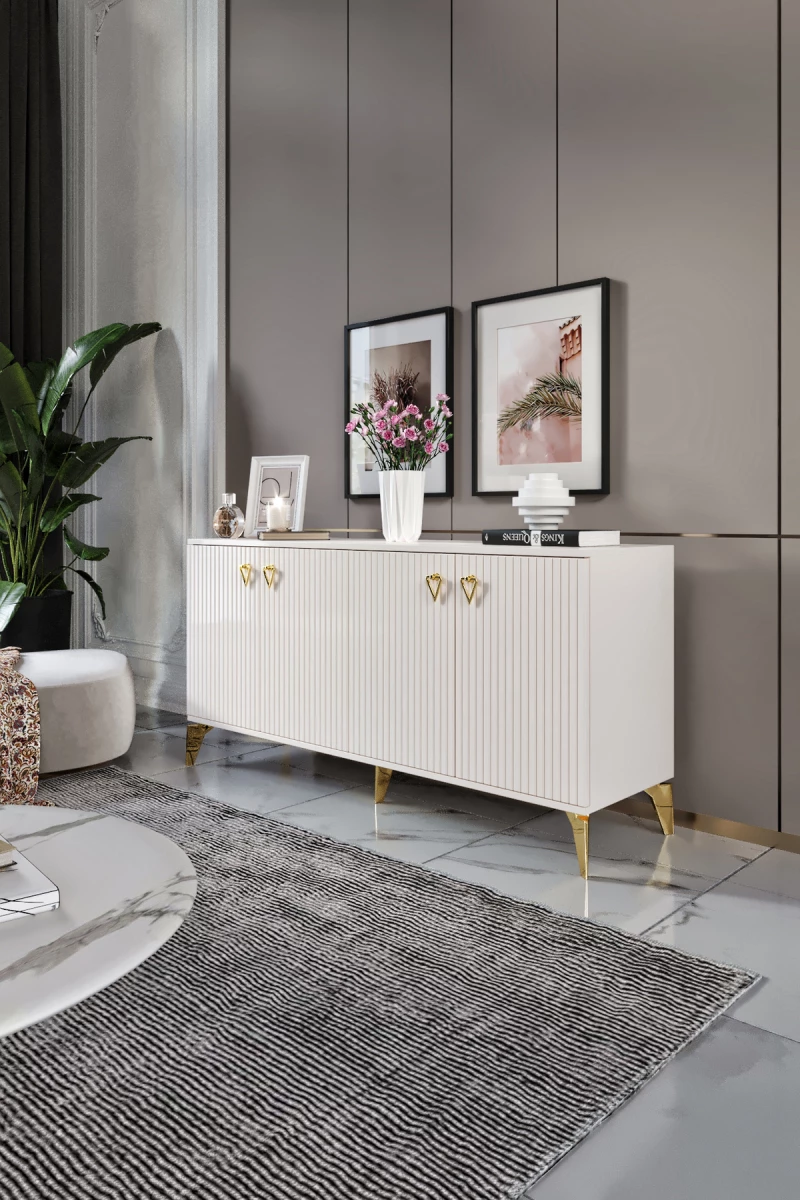 Stewehome κονσόλα mdf με μεμβράνη και πόρτες 160x40x84 cm