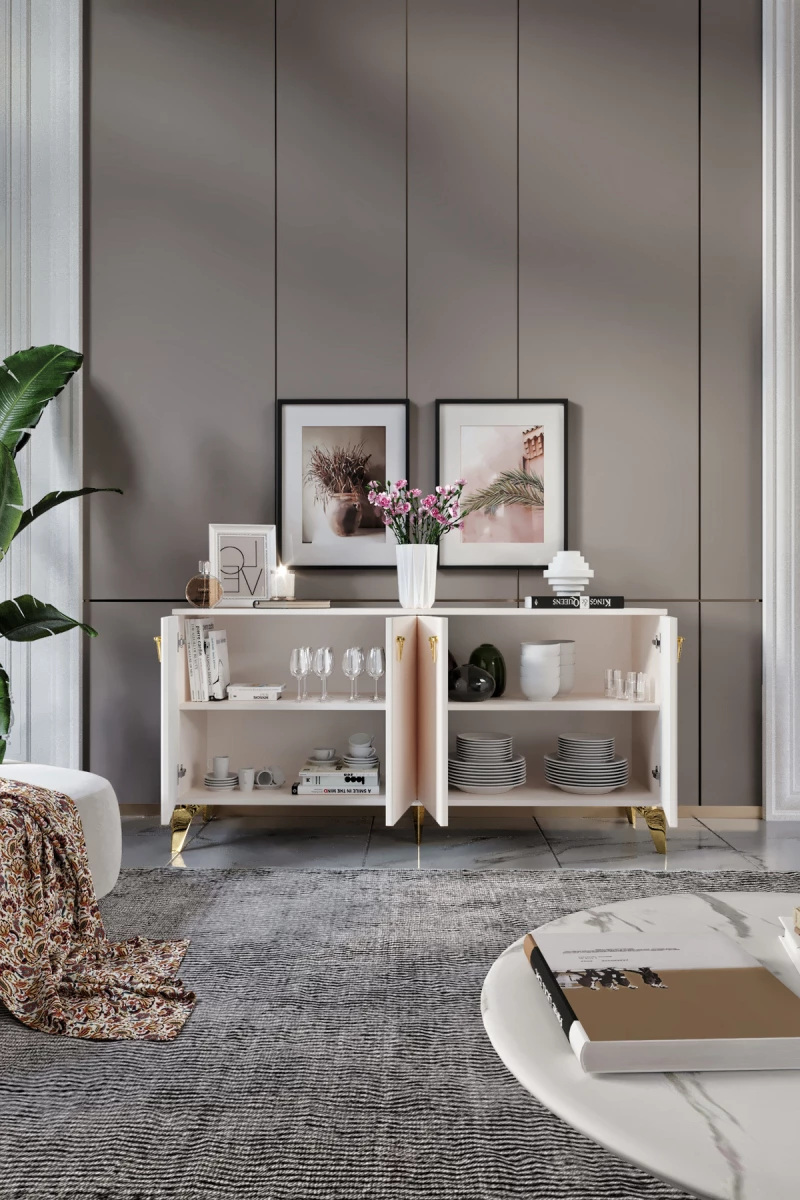 Stewehome κονσόλα mdf με μεμβράνη και πόρτες 160x40x84 cm