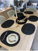 Stewehome Σετ 7 τεμαχίων οβάλ σουπλά και καλάθι από γιούτα 41x31 cm