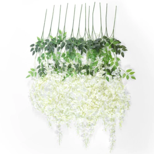 Τεχνητά Λουλούδια Wisteria (Σετ 12Τμχ) 21513 Φ45x120cm White GloboStar Πολυαιθυλένιο,Ύφασμα