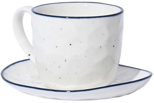 Φλυτζάνι Καφέ Με Πιατάκι Pebbles 07-37086 120ml White-Blue Estia Πορσελάνη