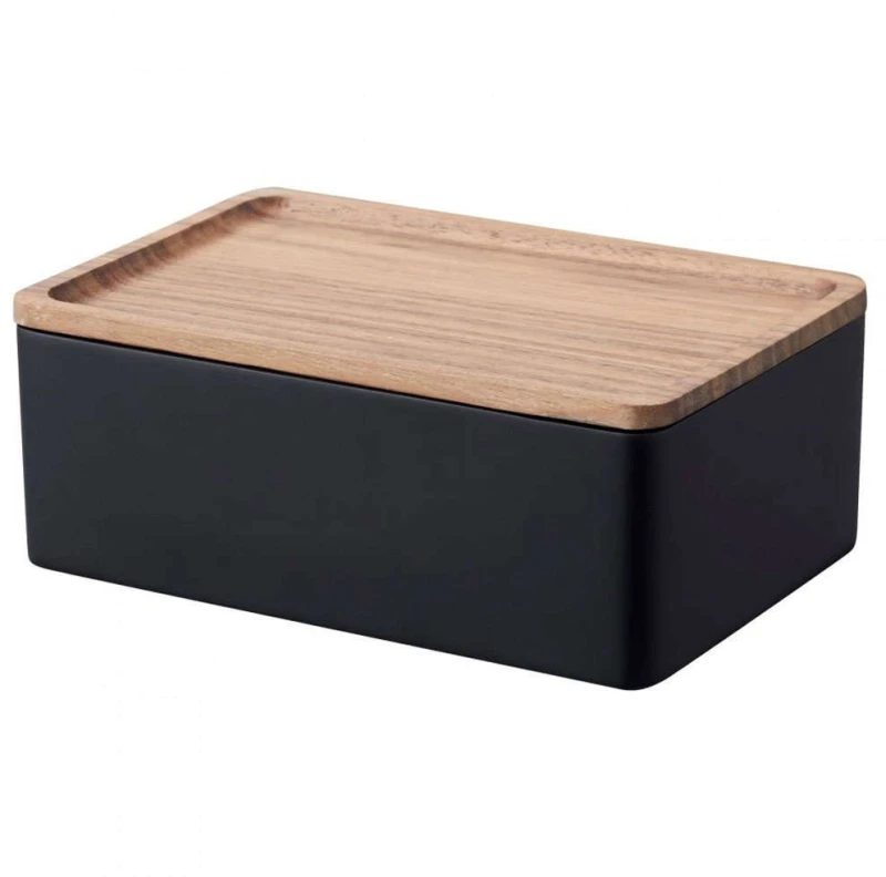 Κουτί Αποθήκευσης YMZK5166 12,5x18,5x7cm Black Yamazaki Ξύλο,Πέτρα