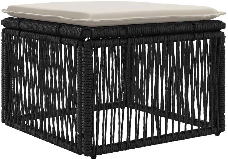 vidaXL Σετ Καναπέ Κήπου 6 pcs Μαύρο και Κρεμ Λευκό συνθετικό ρατάν