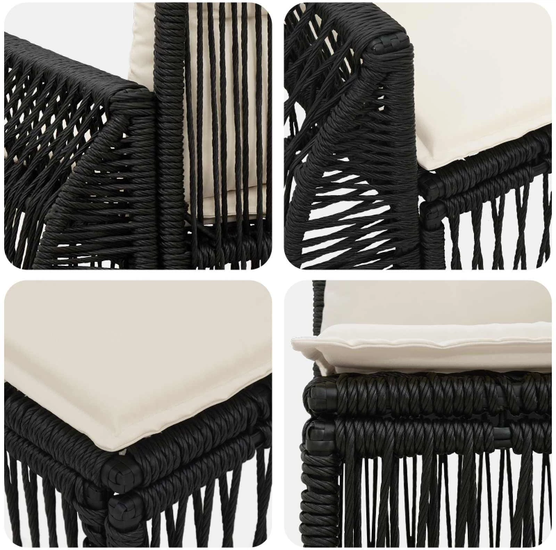vidaXL Σετ Καναπέ Κήπου 6 pcs Μαύρο και Κρεμ Λευκό συνθετικό ρατάν