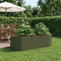 vidaXL Υψωμένο Κρεβάτι Κήπου Λαδί 140 x 40 x 40 εκ Ατσάλι