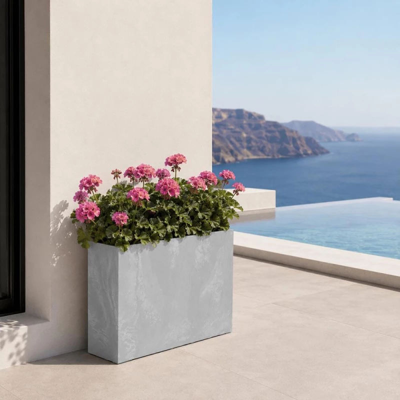 Ζαρντινιέρα γκρι beton effect Υ68,6x77x23,5εκ.