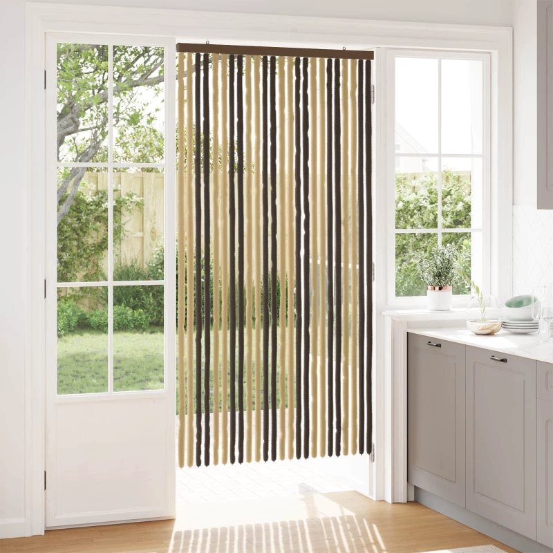 vidaXL Κουρτίνα εντόμων Chenille Σκούρο καφέ και μπεζ 100 x 200 cm
