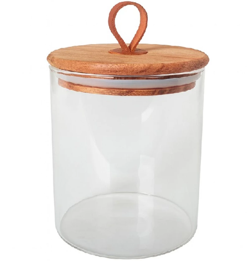 Δοχείο Αποθήκευσης Borosilicate DOP202K6 8,2x9,1cm 290ml Clear-Natural Espiel Ξύλο,Γυαλί