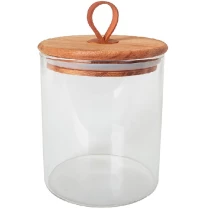 Δοχείο Αποθήκευσης Borosilicate DOP202K6 8,2x9,1cm 290ml Clear-Natural Espiel Ξύλο,Γυαλί