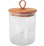 Δοχείο Αποθήκευσης Borosilicate DOP202K6 8,2x9,1cm 290ml Clear-Natural Espiel Ξύλο,Γυαλί