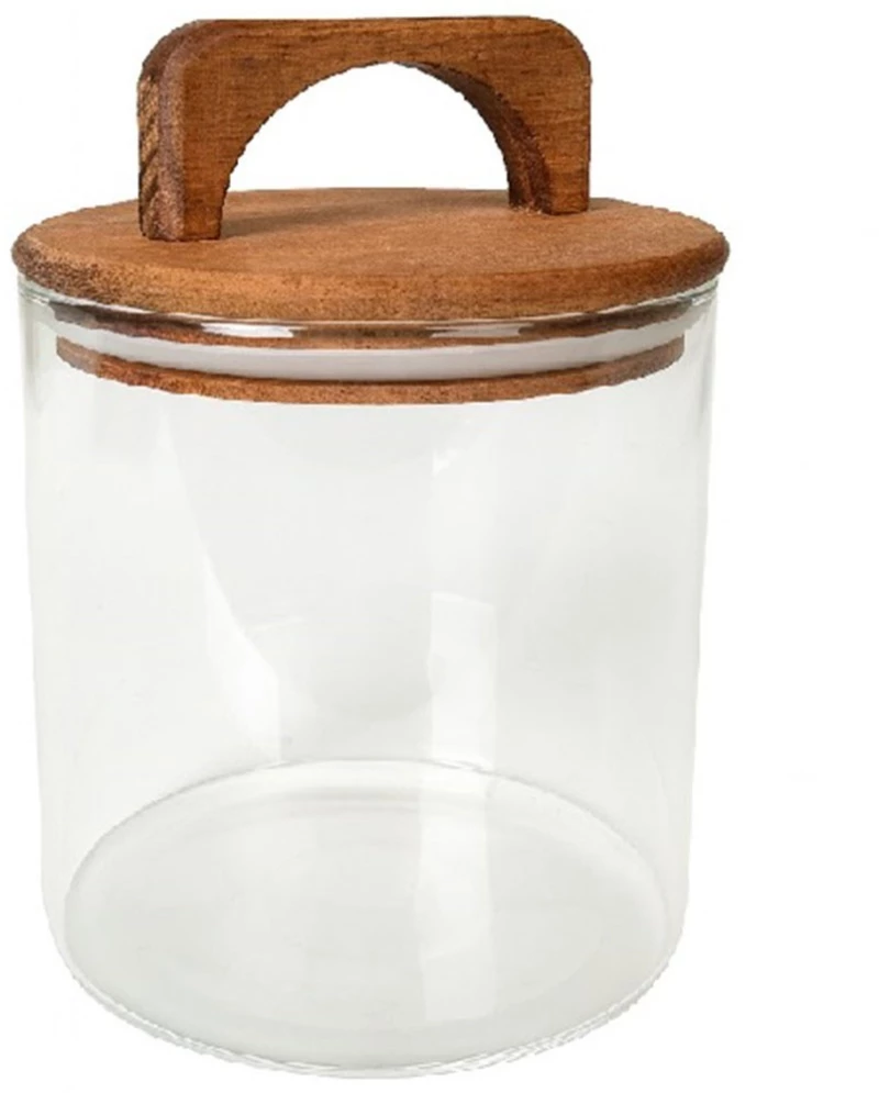 Δοχείο Αποθήκευσης Borosilicate DOP210K6 10x11cm 350ml Clear-Natural Espiel Ξύλο,Γυαλί