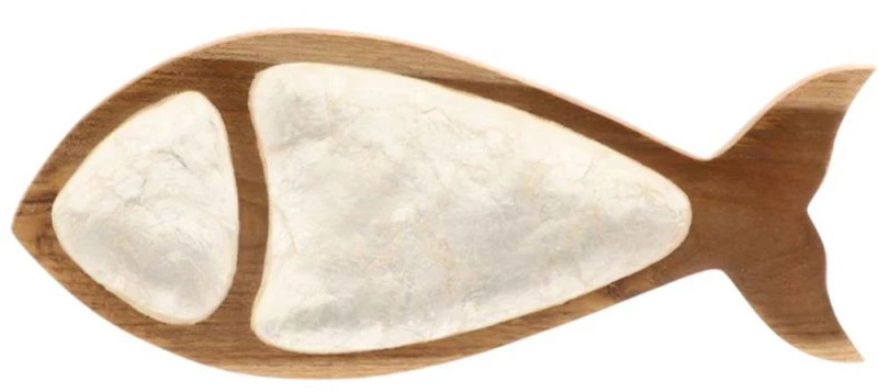 Διακοσμητική Πιατέλα Ψάρι 012.622603005 27x14cm Natural-White Ξύλο