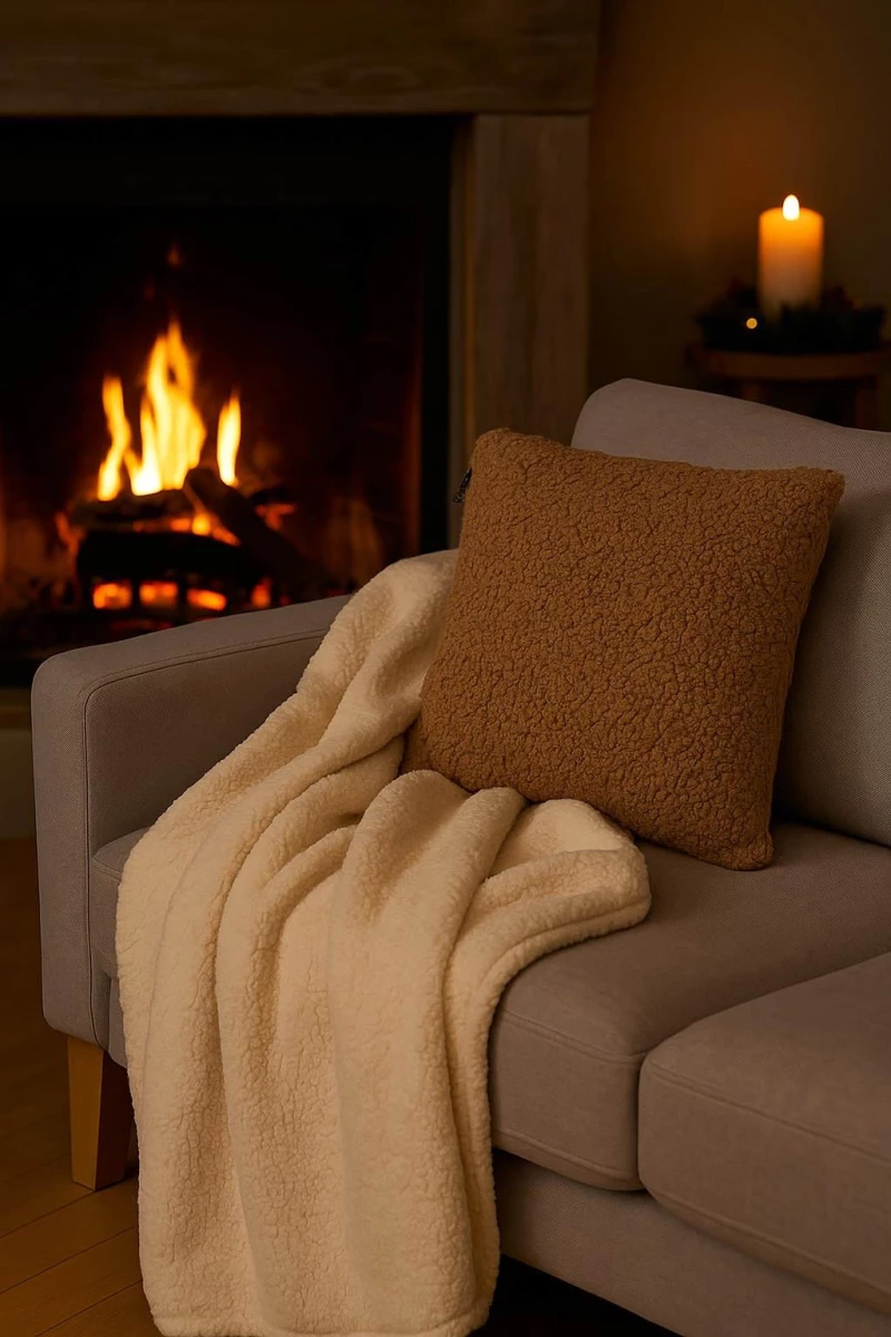 Κουβέρτα sherpa fleece μπεζ 150x200εκ.