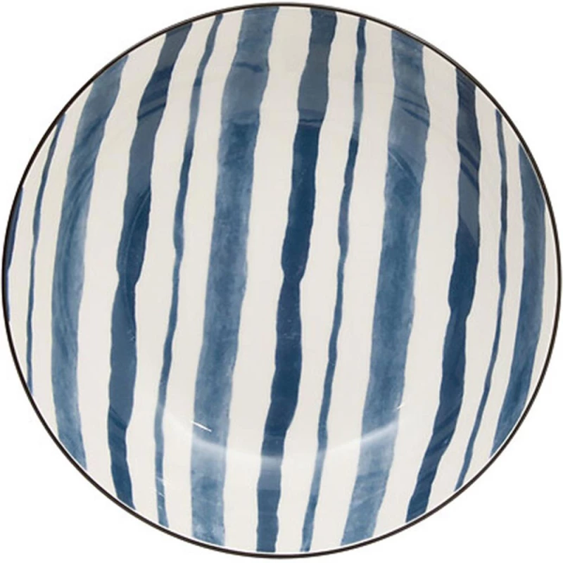 Πιάτο Βαθύ Ριγέ 07.217080D Φ20x4,6cm White-Blue Πορσελάνη