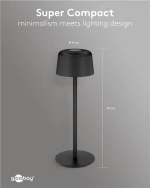 GOOBAY επιτραπέζιο φωτιστικό 77675, 3000K, dimmable, επαναφορτιζόμενο, μαύρο