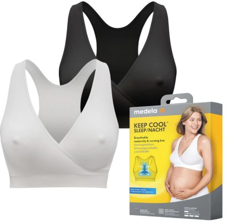 Medela Στηθόδεσμος Εγκυμοσύνης & Θηλασμού Keep Cool™ Sleep Bra Μαύρο XXLarge 101045327