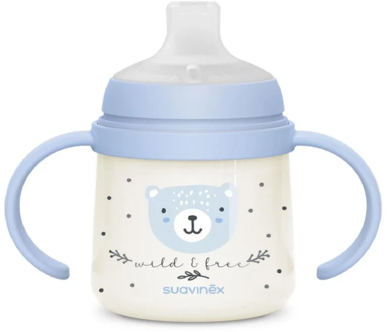 Suavinex Μπουκάλι Εκπαιδευτικό με λαβές Night&Day 150ml +6μ WILD Blue BR79813