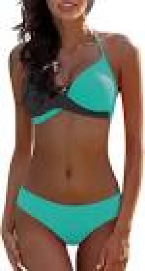 Σετ Μπικίνι με Δέσιμο, Push Up, Επωφλημένο, Halter, Μαγιό Παραλίας, Μέγεθος:M (Μαύρο)