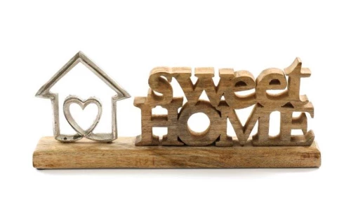 Διακοσμητικό "SWEET HOME" Αλουμίνιο/mango 30X15X5cm