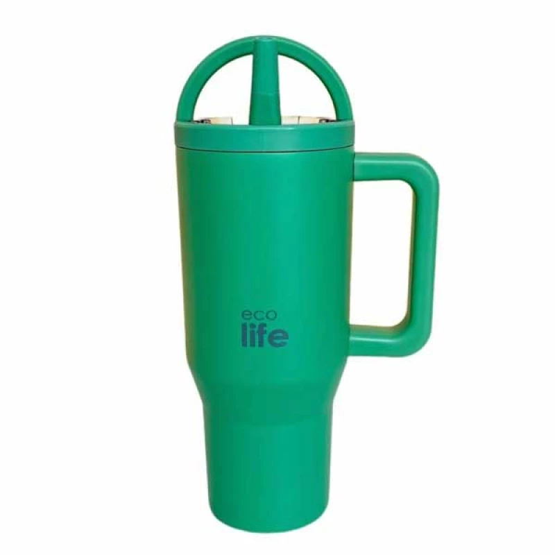 Ecolife Handled Tumbler Θερμός Ανοξείδωτο 900ml Green Tea