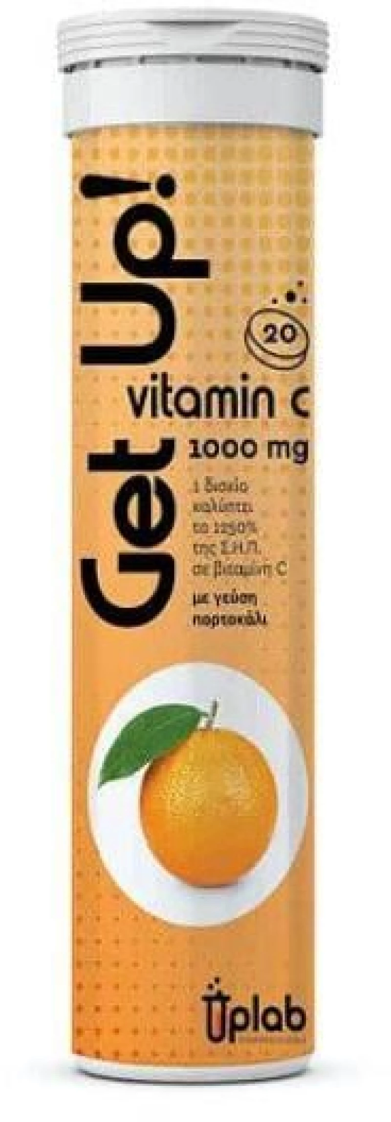 UPLAB Get Up! Vitamin C 1000mg Συμπλήρωμα Με Βιταμίνη C 20 Αναβράζοντα Δισκία