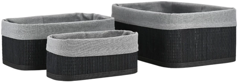 Estia Καλαθι Οργανωσης Bamboo Essentials me Επενδυση σετ 3τεμ. Μαυρο