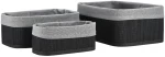 Estia Καλαθι Οργανωσης Bamboo Essentials me Επενδυση σετ 3τεμ. Μαυρο