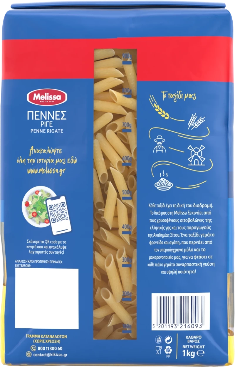 Melissa Πέννες Ριγέ 1000gr