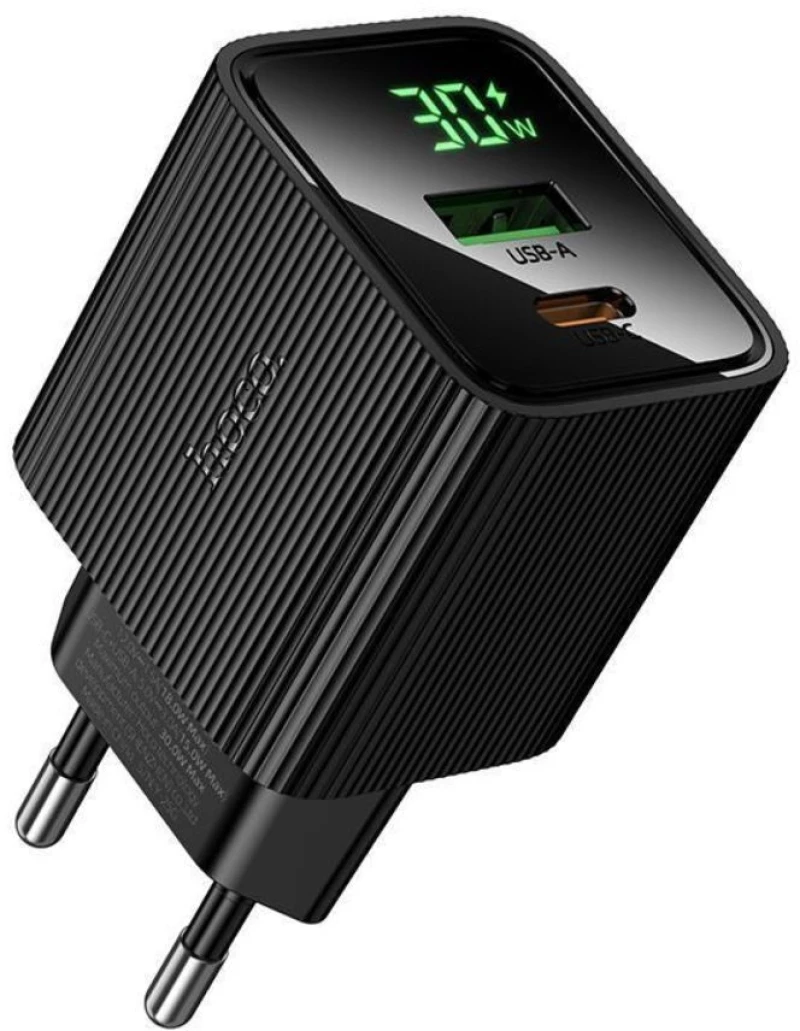 Hoco CS84A Φορτιστής με Θύρα USB-A και Θύρα USB-C 30W Power Delivery Quick Charge 3.0 Μαύρο
