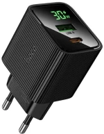 Hoco CS84A Φορτιστής με Θύρα USB-A και Θύρα USB-C 30W Power Delivery Quick Charge 3.0 Μαύρο