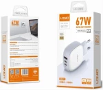 LDNIO Q3611 Φορτιστής GaN 67W με 1x USB-A & 2x USB-C Λευκός