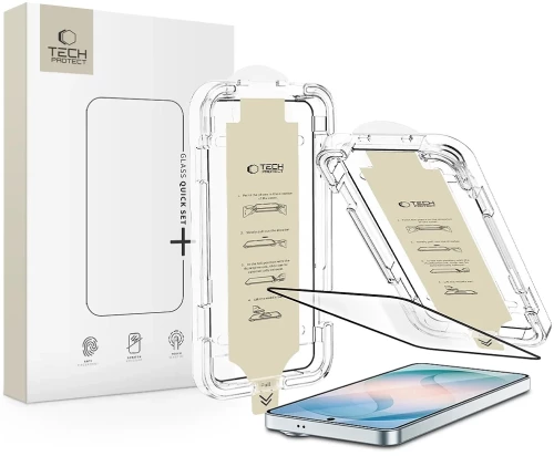 Tech‑Protect Quick Set AR+ Tempered Glass Samsung Galaxy S26 Black