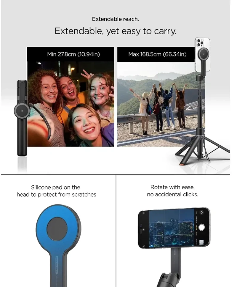 Spigen S581W Magsafe Τρίποδο Κινητού με Bluetooth Selfie Stick Black