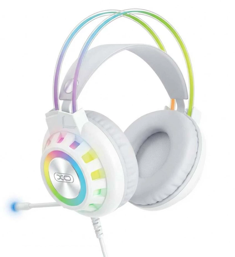 XO GE10 Gaming Ενσύρματα Ακουστικά RGB με Μικρόφωνο Λευκά