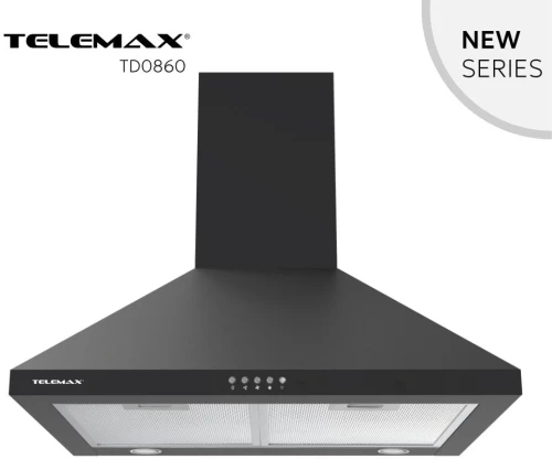 Telemax TD0860 Απορροφητήρας Κουζίνας Καμινάδα 60cm  Μαύρο